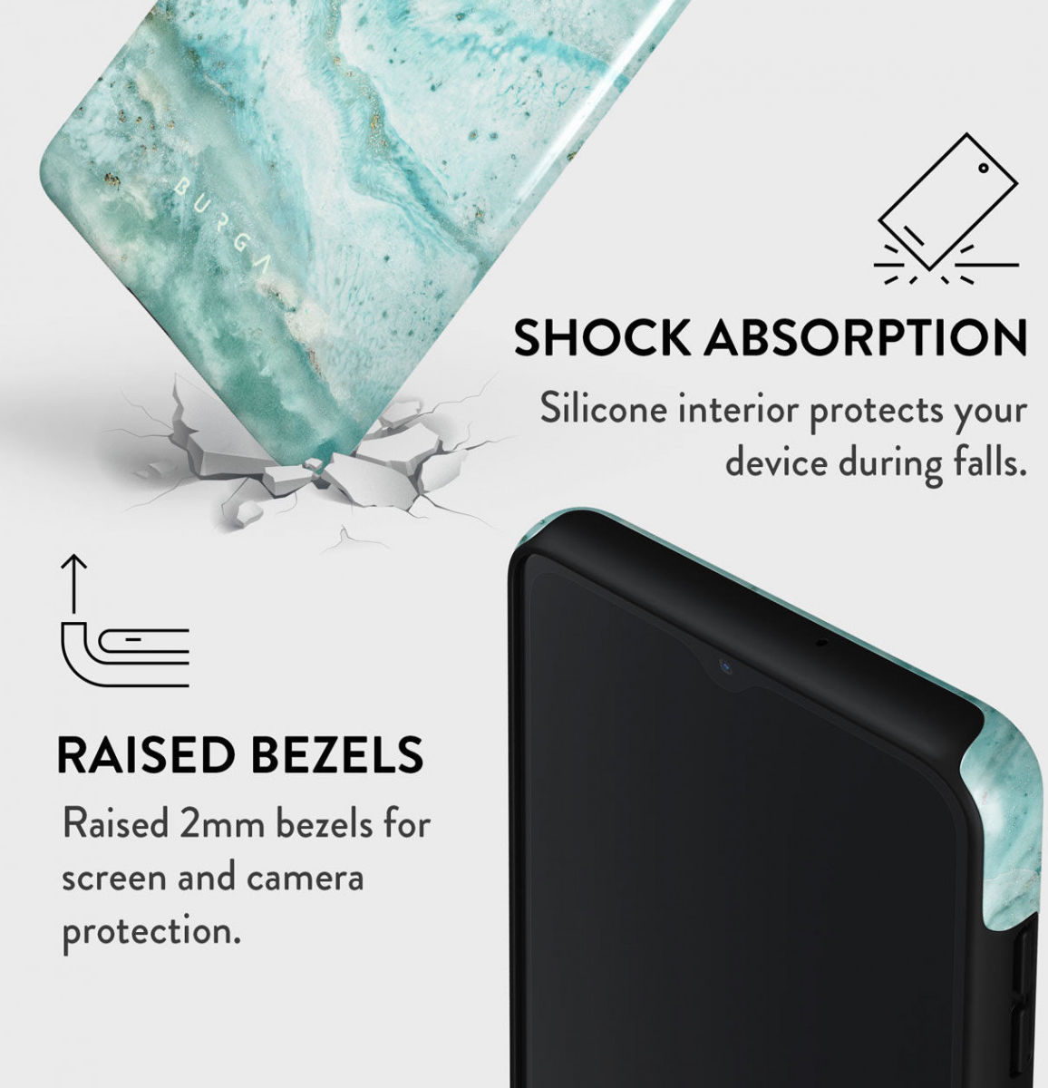 Burga Tough Case Samsung Galaxy A22 5G Hoesje Uluwat Wave Print afbeelding 4