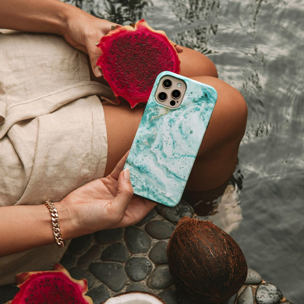 Burga Tough Case Samsung Galaxy A22 5G Hoesje Uluwat Wave Print afbeelding 5