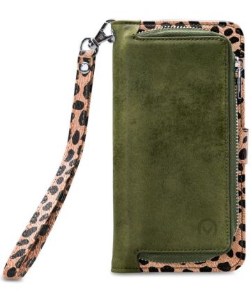 Mobilize Gelly Wallet Zipper Samsung S21 FE Hoesje Olive Leopard Hoesjes