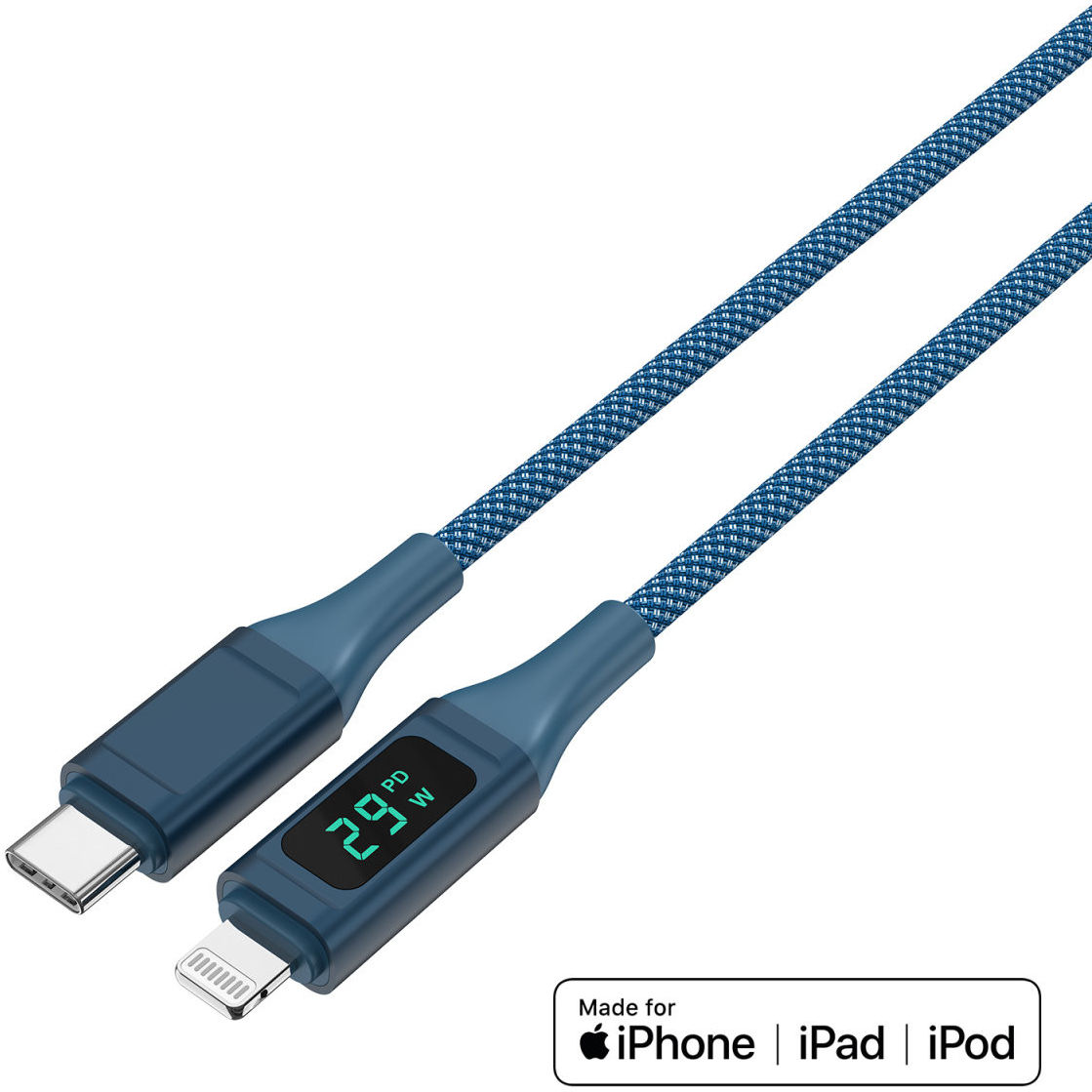 4smarts DigitCord 30W USB-C naar Lightning Kabel MFI 3A Blauw 1.5M afbeelding 2