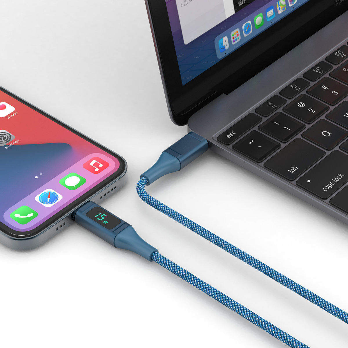 4smarts DigitCord 30W USB-C naar Lightning Kabel MFI 3A Blauw 1.5M afbeelding 5