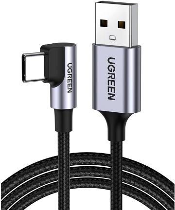 UGREEN 90° Haakse USB-A naar USB-C Kabel 3A Fast Charge 1 Meter Zwart Kabels