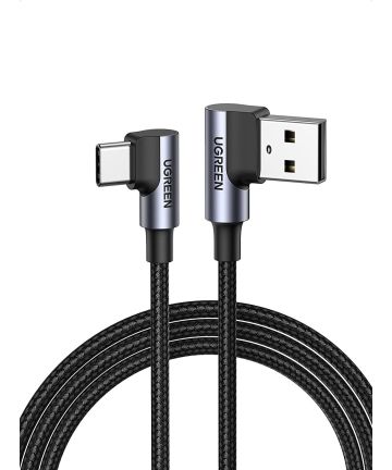 UGREEN 90° Dubbel Haakse USB-A naar USB-C Kabel 3A 1 Meter Zwart Kabels