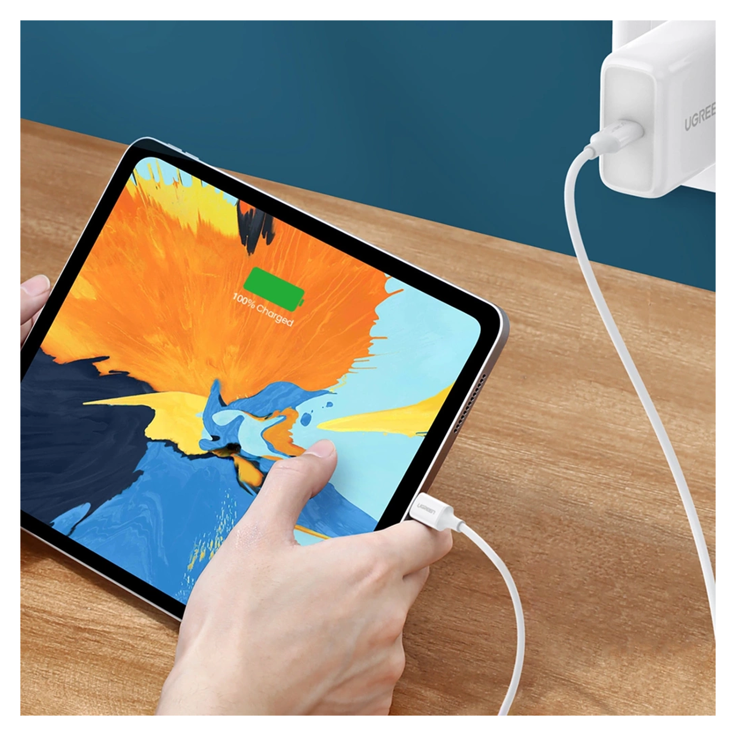UGREEN USB-C naar USB-C Kabel 60W Data en Oplaadkabel 1.5M Wit afbeelding 3