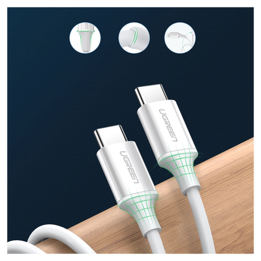 UGREEN USB-C naar USB-C Kabel 60W Data en Oplaadkabel 1.5M Wit afbeelding 7