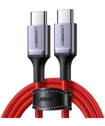 UGREEN Gevlochten USB-C naar USB-C Kabel 60W PD Charge 1 Meter Rood