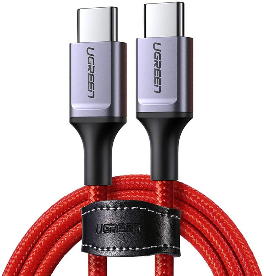 UGREEN Gevlochten USB-C naar USB-C Kabel 60W PD Charge 1 Meter Rood afbeelding 1