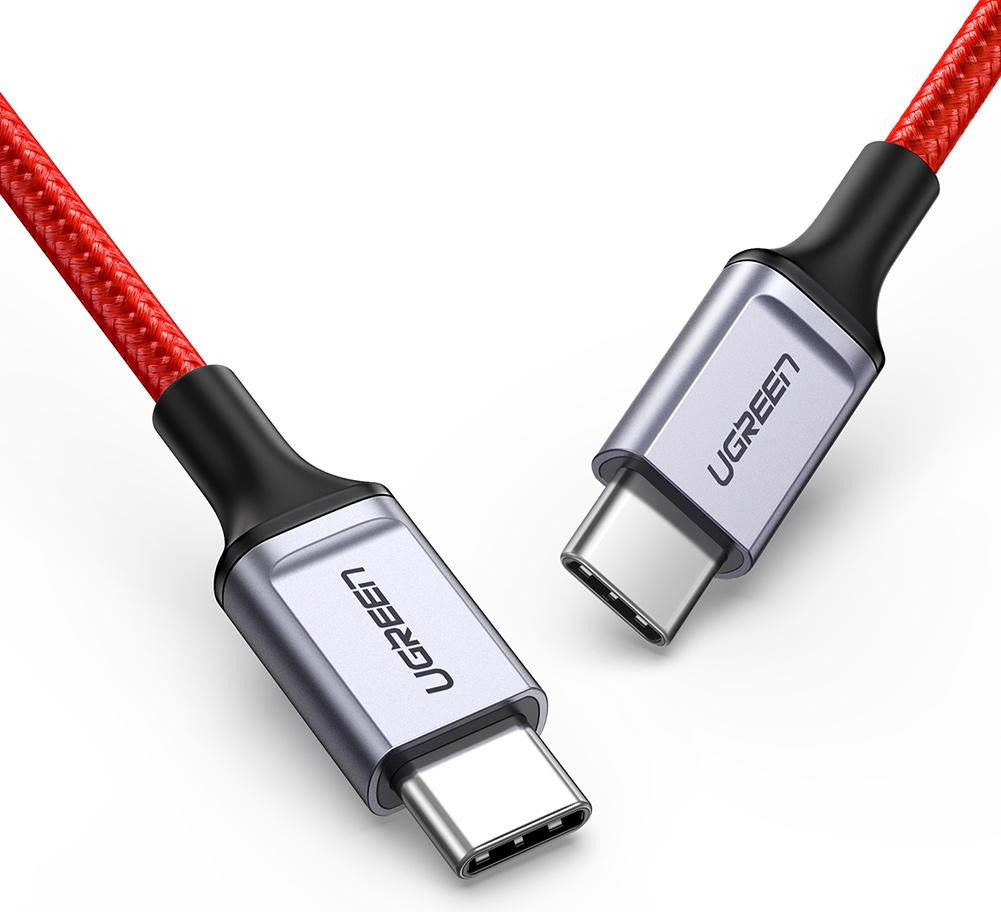 UGREEN Gevlochten USB-C naar USB-C Kabel 60W PD Charge 1 Meter Rood afbeelding 2