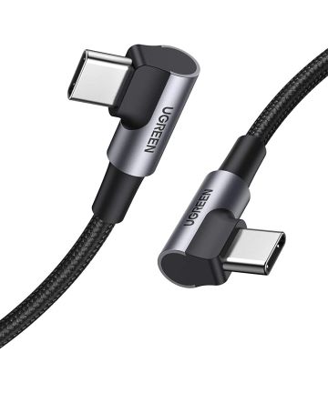 UGREEN 90° Dubbel Haakse USB-C naar USB-C Kabel 60W PD 1 Meter Zwart Kabels