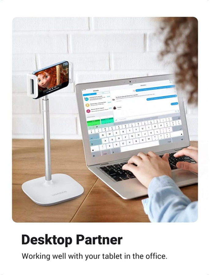 UGREEN Universele Verstelbare Telefoon Bureau Houder Wit afbeelding 2