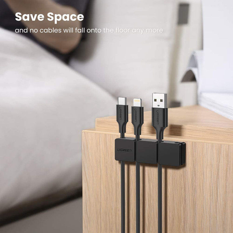 UGREEN Zeszijdige Siliconen Kabel Houder 2-in-1 Zwart afbeelding 4