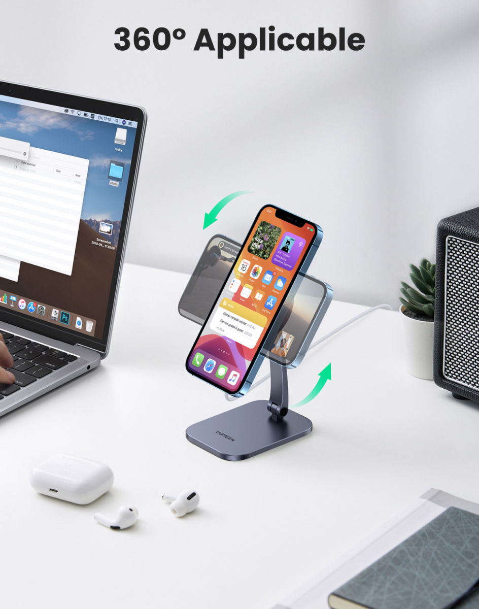 UGREEN Apple MagSafe Opvouwbare Verstelbare Aluminium Bureauhouder afbeelding 3