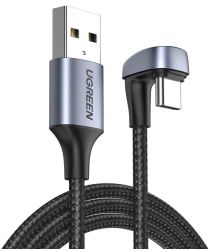 UGREEN USB-C naar USB-A Gevlochten Kabel met U-Haak 3A 2 Meter