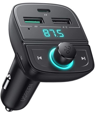 UGREEN Bluetooth FM Transmitter met USB-A / USB-C Autolader Zwart Opladers