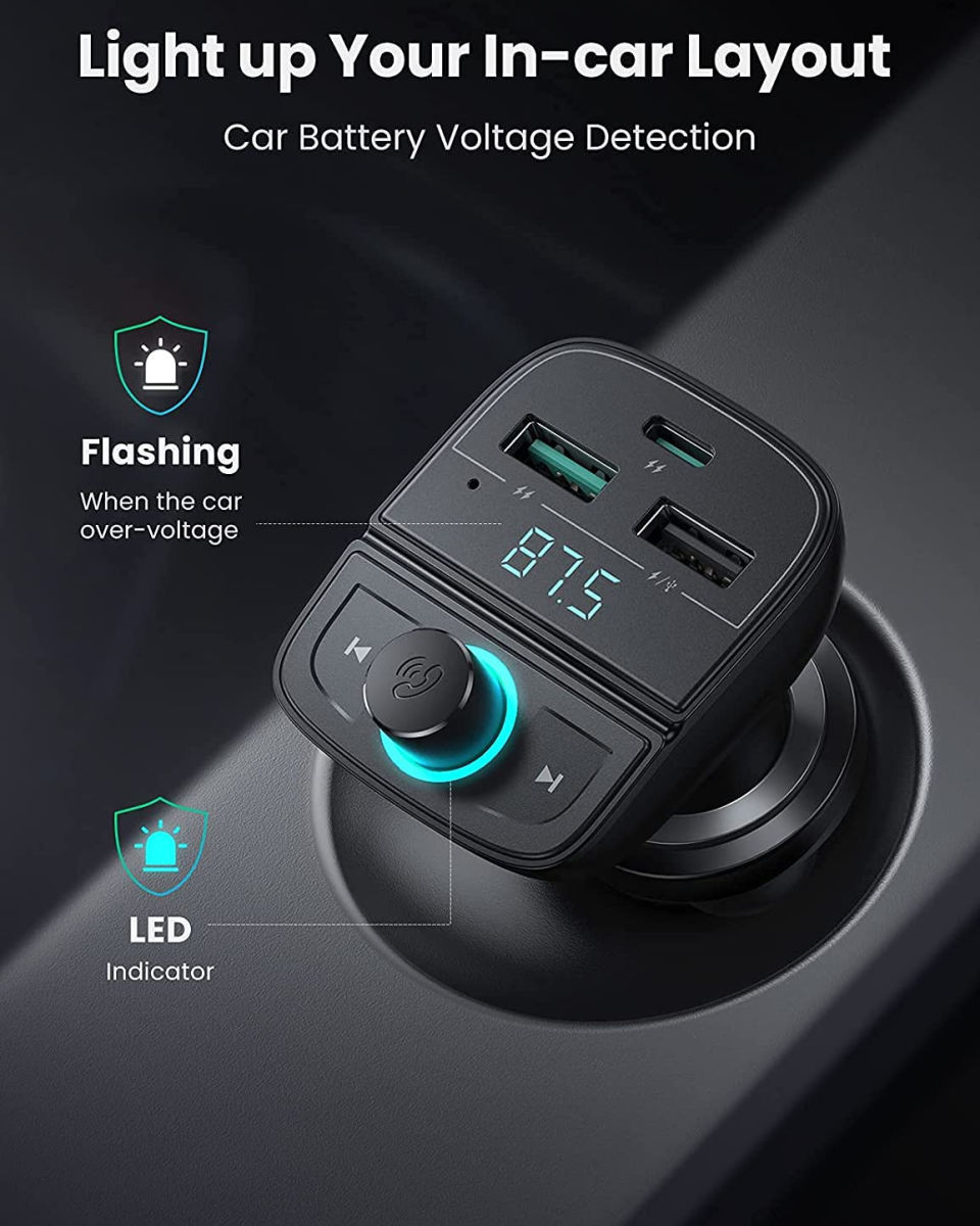 UGREEN Bluetooth FM Transmitter met USB-A / USB-C 30W Autolader Zwart afbeelding 4