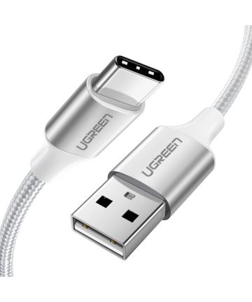 UGREEN Gevlochten USB-A naar USB-C Kabel 3A Fast Charge 1 Meter Wit Kabels