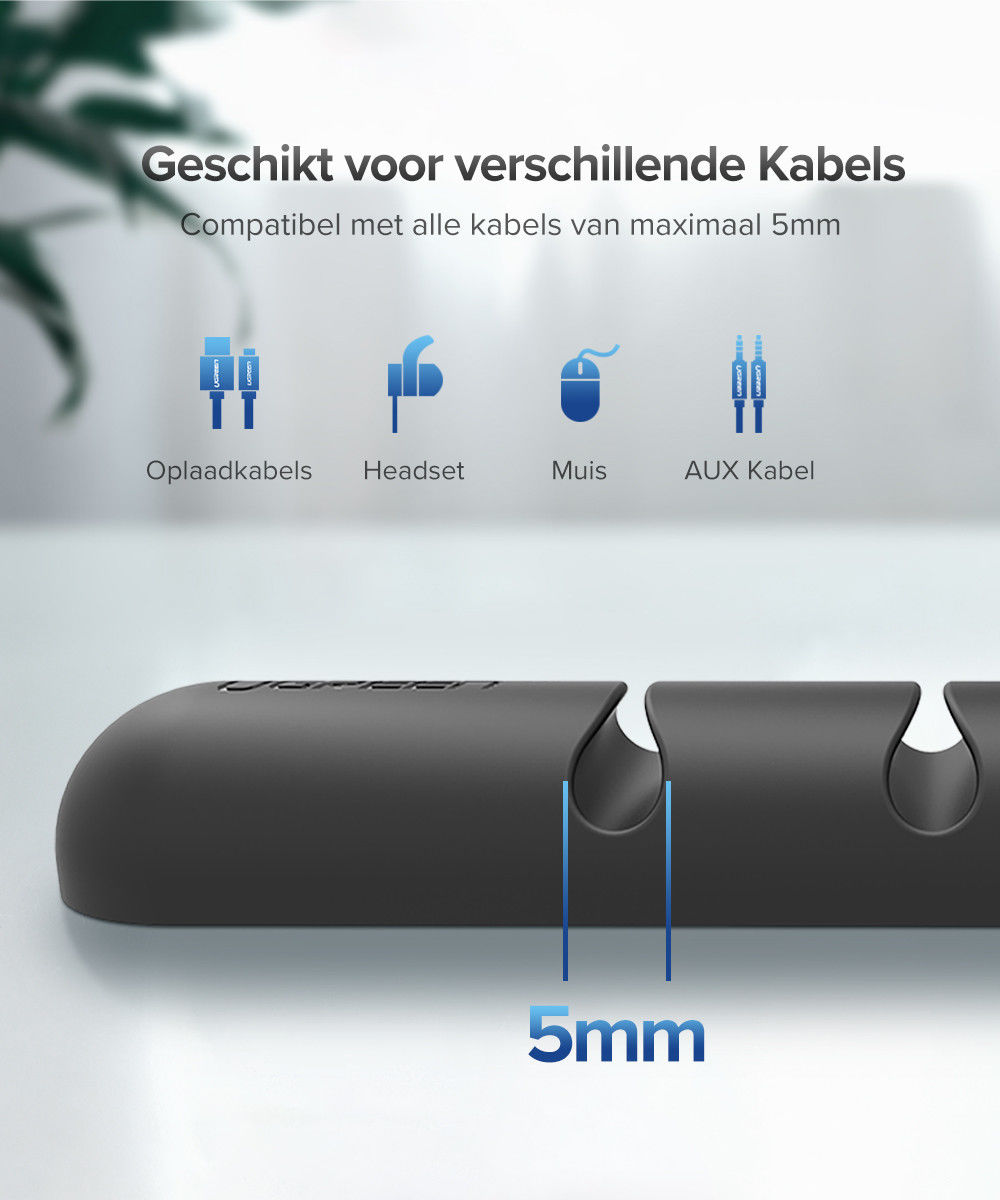 UGREEN Bureau Organizer voor Kabels / Kabelklem 2-Pack Zwart afbeelding 7