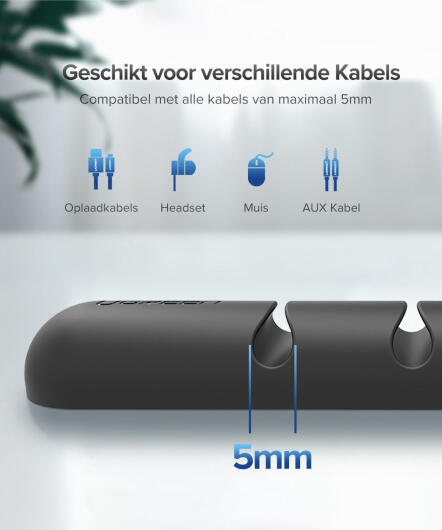 UGREEN Bureau Organizer voor Kabels / Kabelklem 2-Pack Zwart afbeelding 7