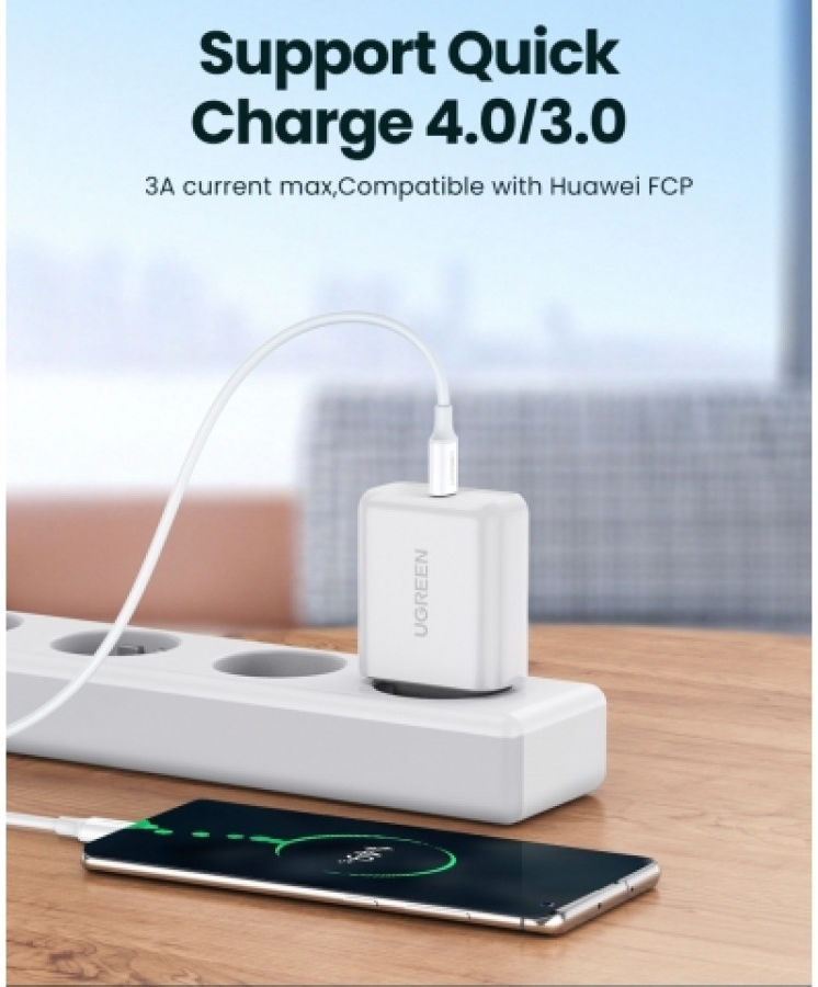 UGREEN USB-C naar USB-C Kabel 3A Fast Charge 0.5 Meter Wit afbeelding 10