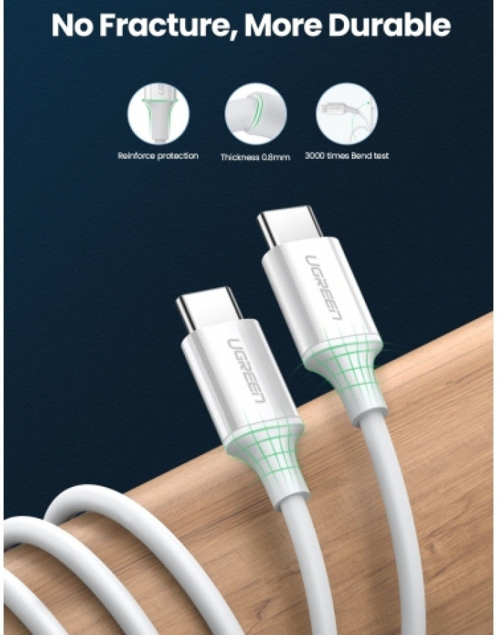 UGREEN USB-C naar USB-C Kabel 3A Fast Charge 0.5 Meter Wit afbeelding 14