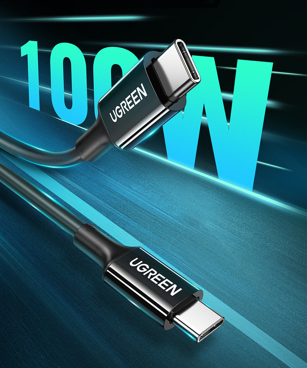 UGREEN USB-C naar USB-C Kabel voor Opladen en Data 100 Watt 1m Zwart afbeelding 2