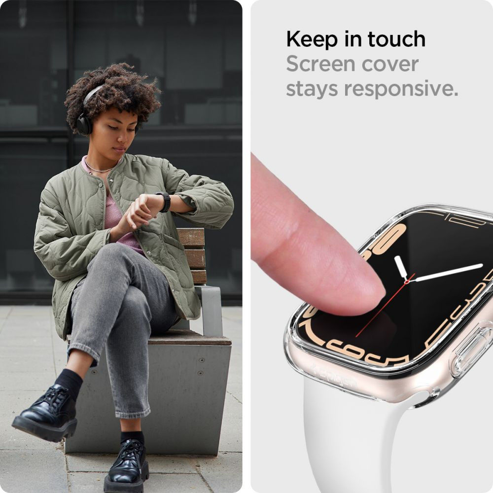 Spigen Ultra Hybrid Apple Watch 7/8/9 45MM Hoesje Full Screen Clear afbeelding 8