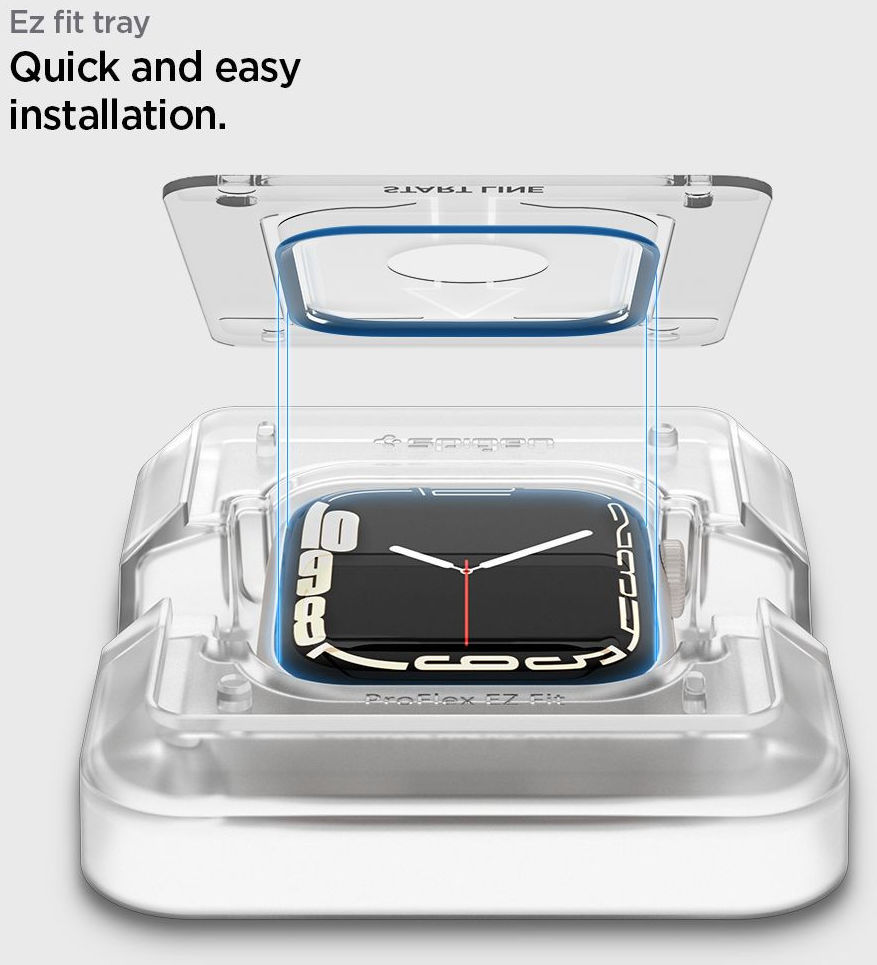 Spigen ProFlex - Apple Watch 7/8/9 45MM Screen Protector + Installatie (2-Pack) afbeelding 7