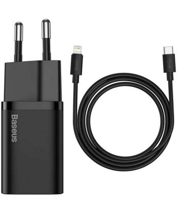 Baseus Snellader 20W PD + USB-C naar Apple Lightning Kabel 1M Zwart Opladers