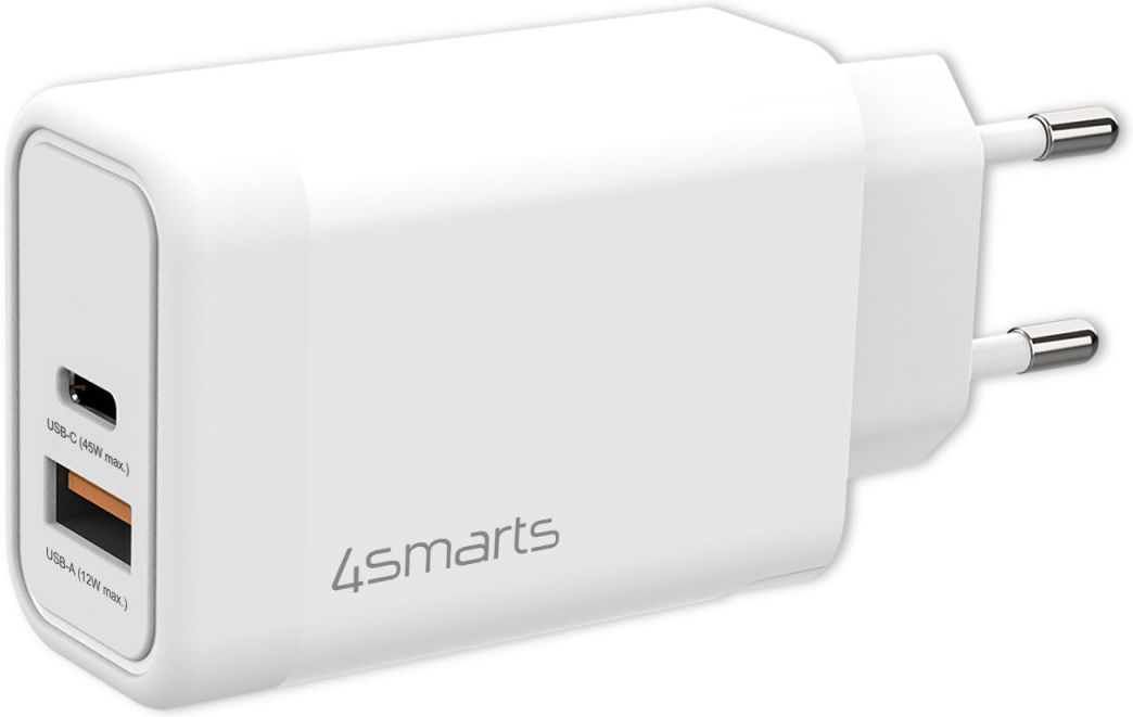 4smarts VoltPlug 45W USB-A QC en USB-C Power Delivery Adapter Wit afbeelding 1