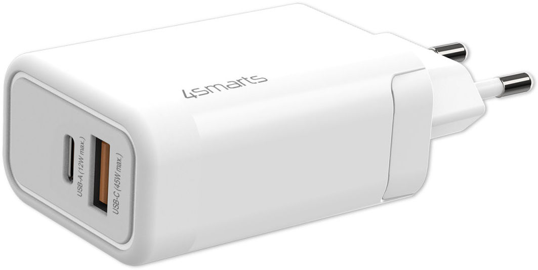 4smarts VoltPlug 45W USB-A QC en USB-C Power Delivery Adapter Wit afbeelding 2
