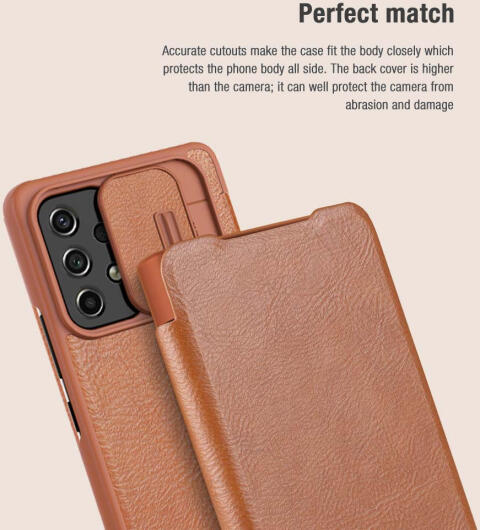 Nillkin Qin Samsung Galaxy A53 Hoesje Book Case Camera Slider Bruin afbeelding 9