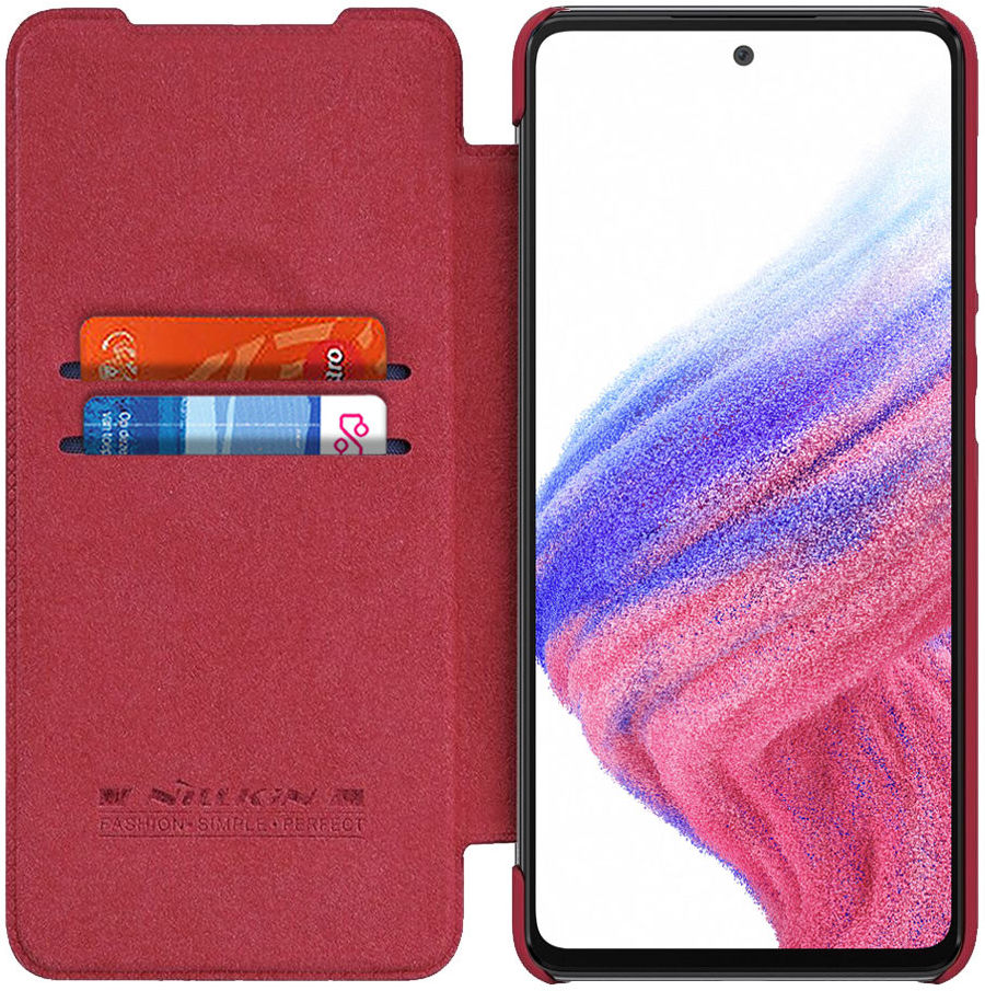 Nillkin Qin Samsung Galaxy A53 Hoesje Book Case Camera Slider Rood afbeelding 1