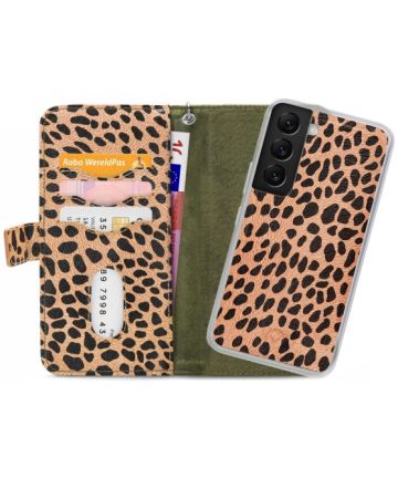 Mobilize Gelly Wallet Zipper Samsung Galaxy S22 Hoesje Olive Leopard Hoesjes