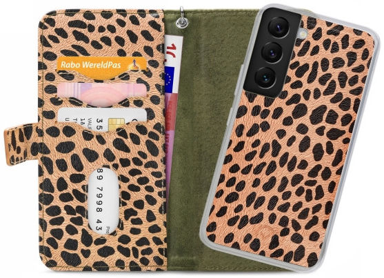 Mobilize Gelly Wallet Zipper Samsung Galaxy S22 Hoesje Olive Leopard afbeelding 1