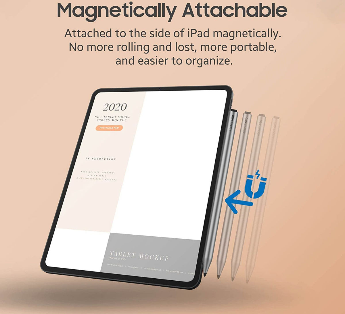 Adonit Neo iPad Stylus Pen Herlaadbaar Native Palm Rejection Zilver afbeelding 8