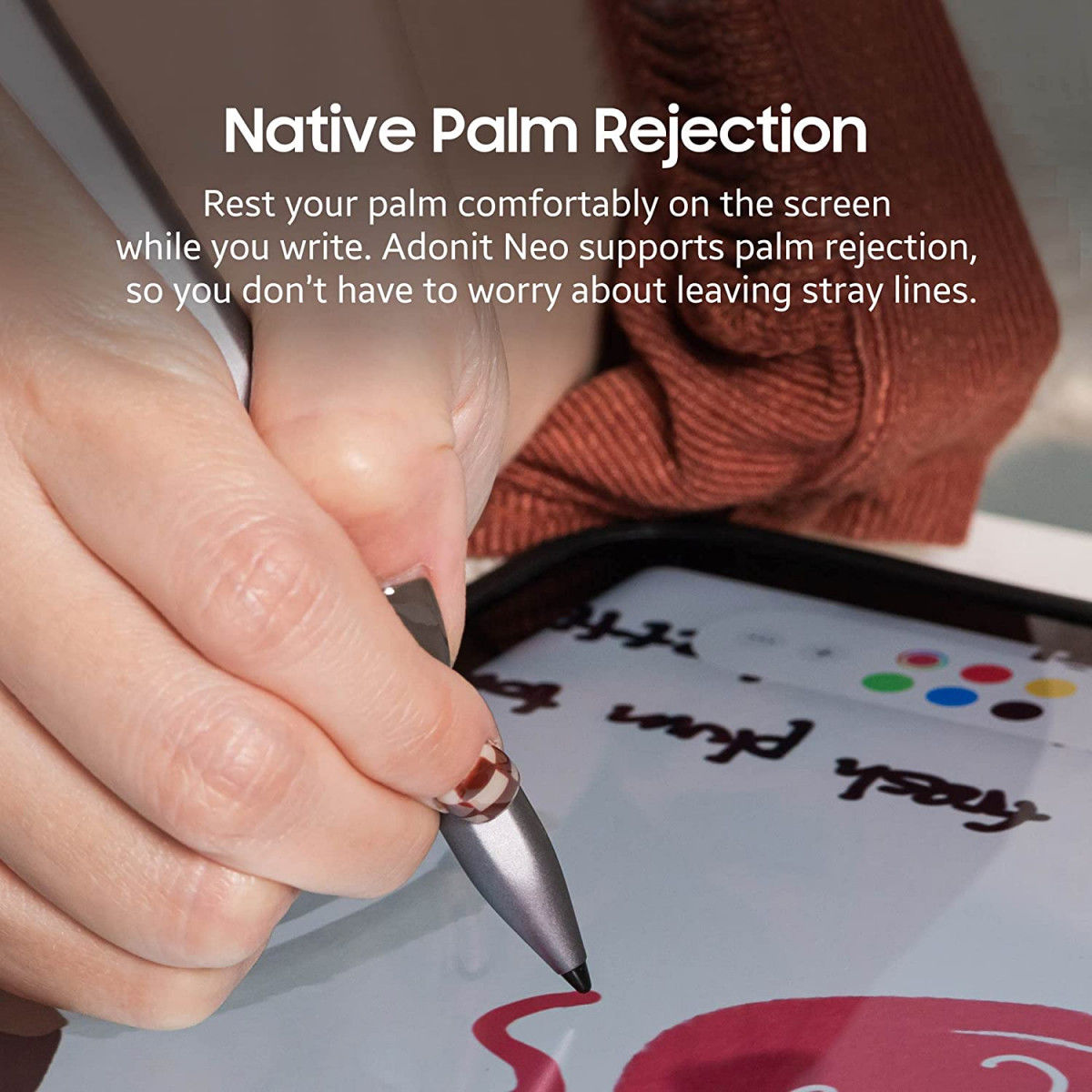 Adonit Neo iPad Stylus Pen Herlaadbaar Native Palm Rejection Zilver afbeelding 9