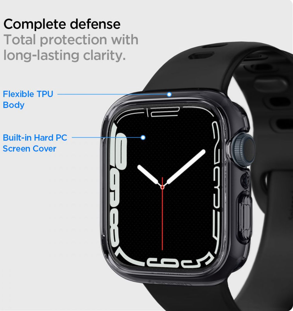 Spigen Ultra Hybrid Apple Watch 7 / 8 41MM Hoesje Full Screen Grijs afbeelding 5