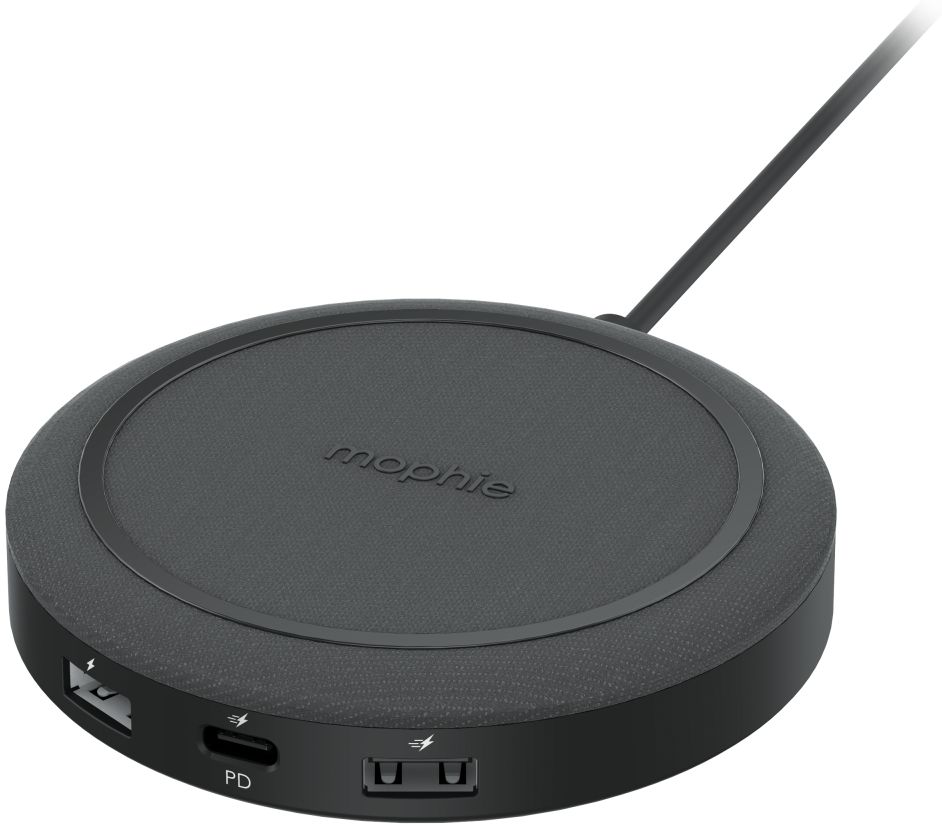 Mophie Wireless Charging Hub met USB-C en USB-A Poorten Zwart afbeelding 2
