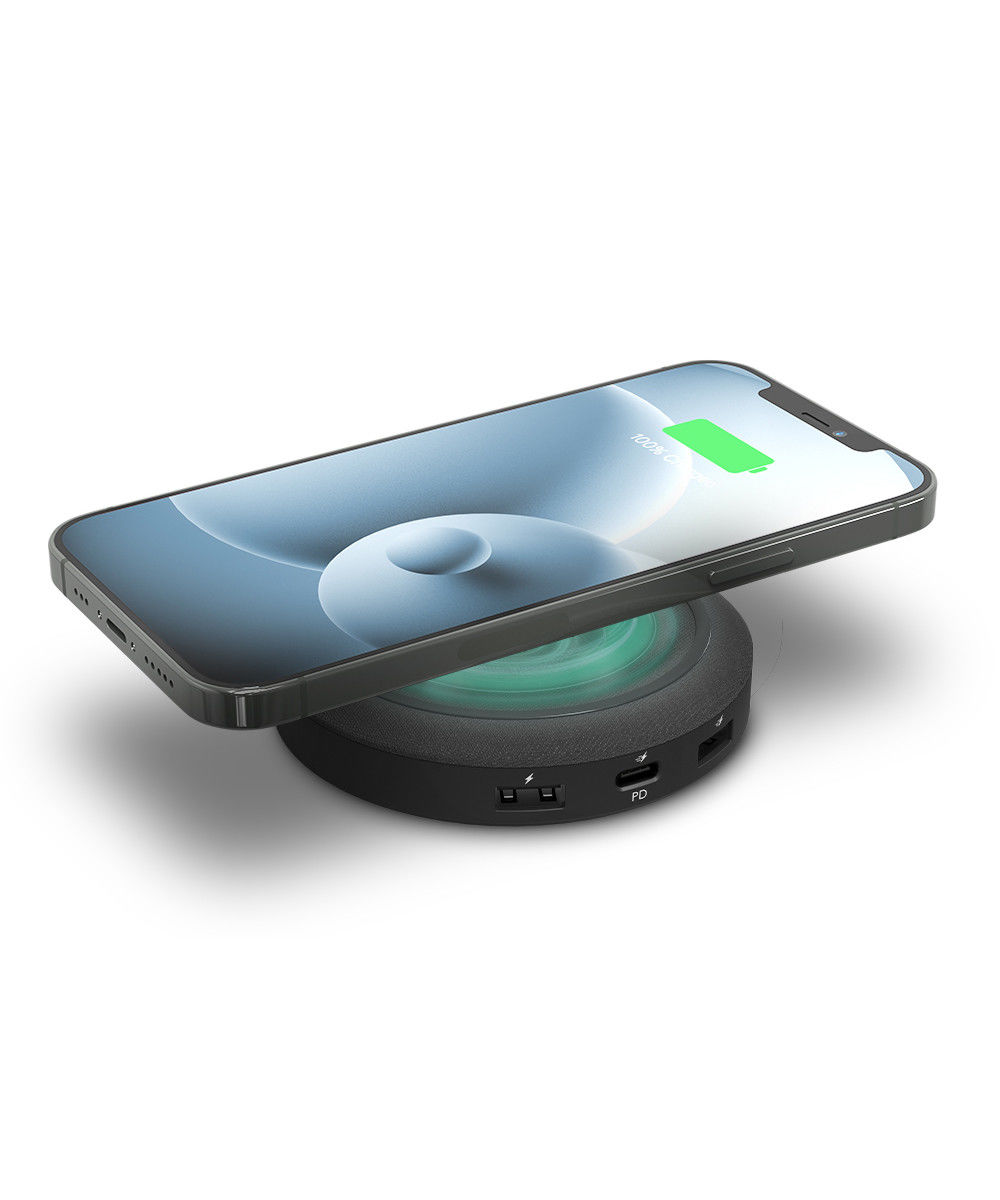 Mophie Wireless Charging Hub met USB-C en USB-A Poorten Zwart afbeelding 1