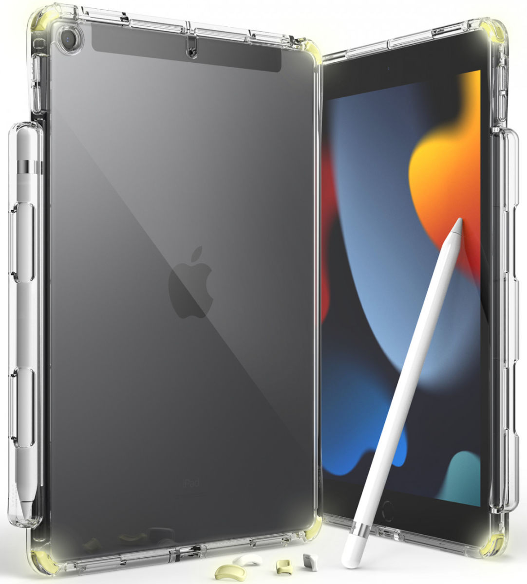 Ringke Fusion+ Apple iPad 10.2 Hoes Schokbestendig + Bumpers Wit/Geel afbeelding 1