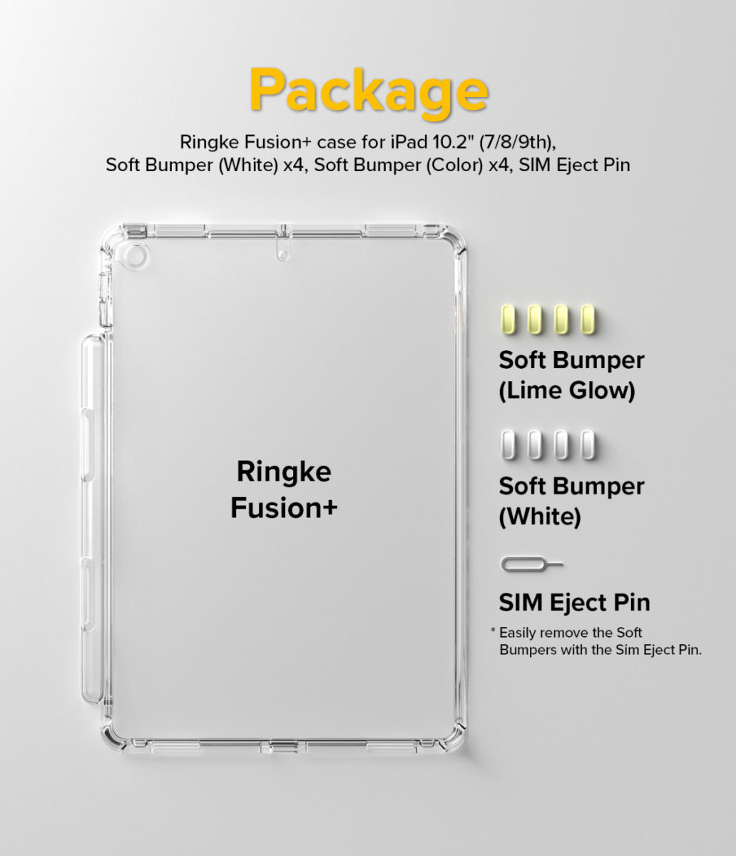 Ringke Fusion+ Apple iPad 10.2 Hoes Schokbestendig + Bumpers Wit/Geel afbeelding 10