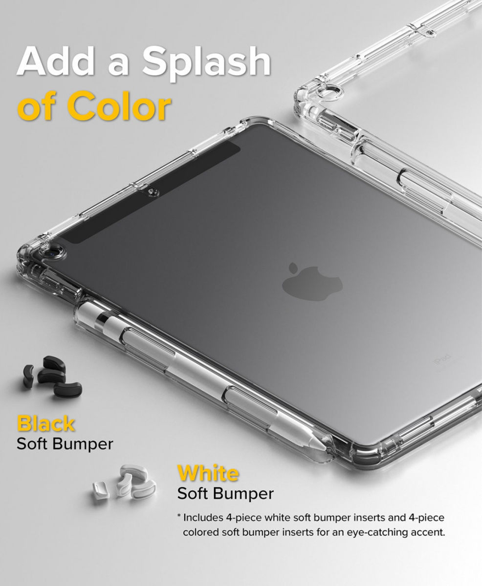Ringke Fusion+ Apple iPad 10.2 Hoes Schokbestendig + Bumpers Wit/Geel afbeelding 4
