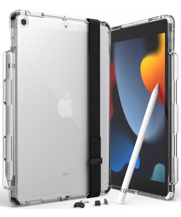 Ringke Fusion+ Apple iPad 10.2 Hoes + Handstrap & Bumpers Wit/Zwart Hoesjes