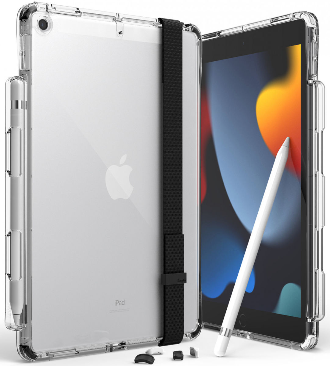 Ringke Fusion+ Apple iPad 10.2 Hoes + Handstrap & Bumpers Wit/Zwart afbeelding 1