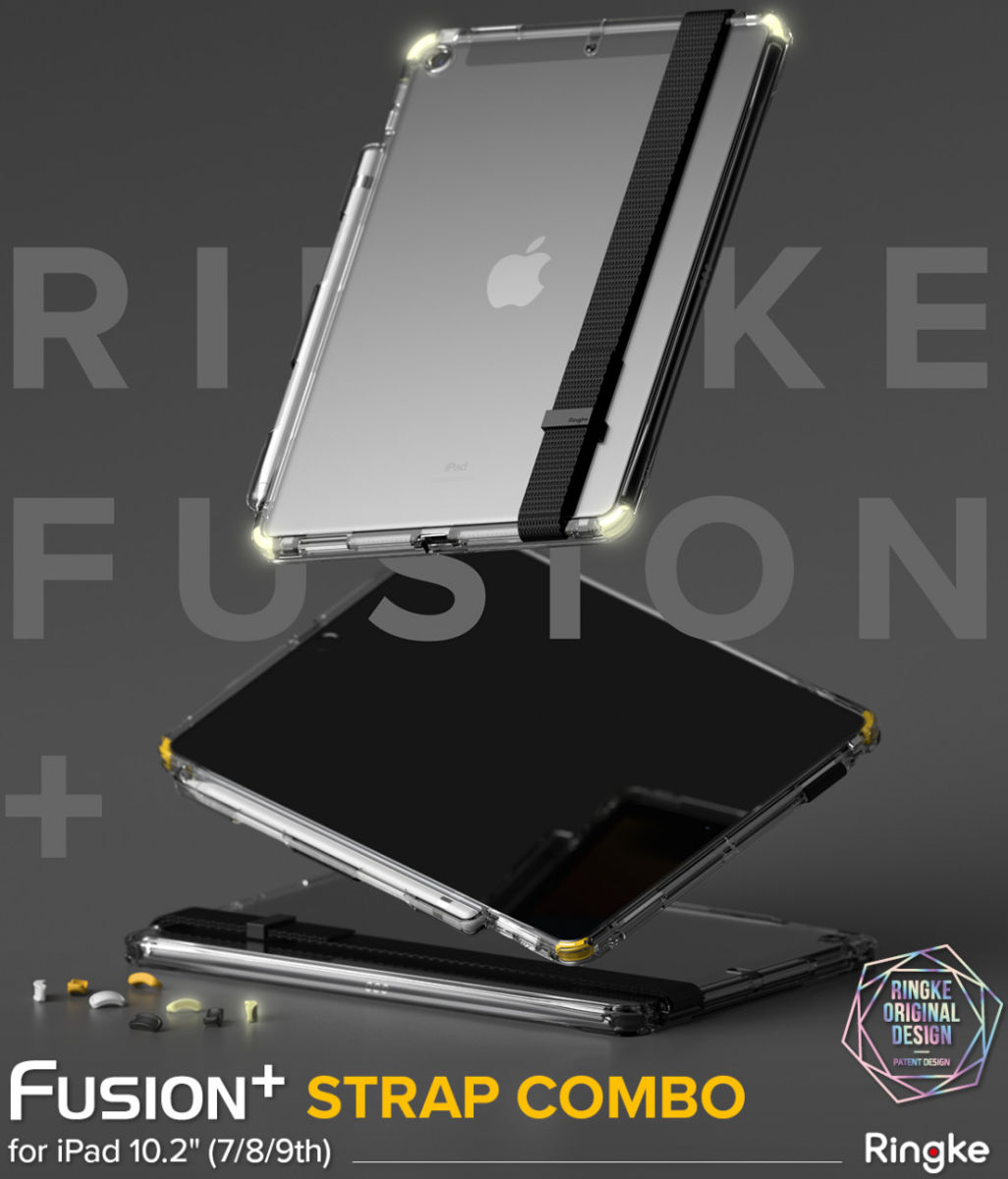 Ringke Fusion+ Apple iPad 10.2 Hoes + Handstrap & Bumpers Wit/Zwart afbeelding 12
