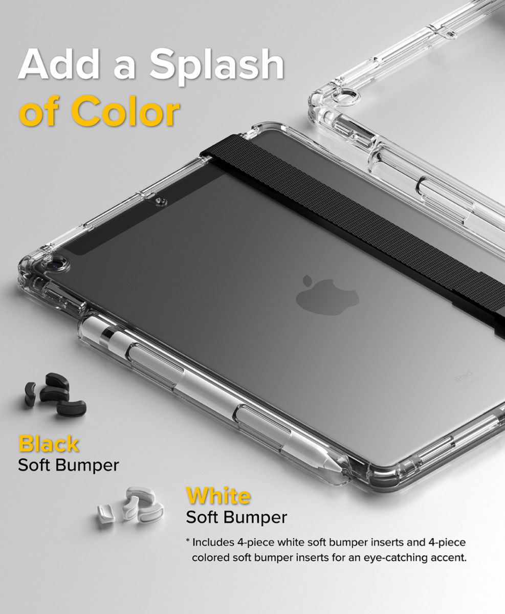 Ringke Fusion+ Apple iPad 10.2 Hoes + Handstrap & Bumpers Wit/Zwart afbeelding 4
