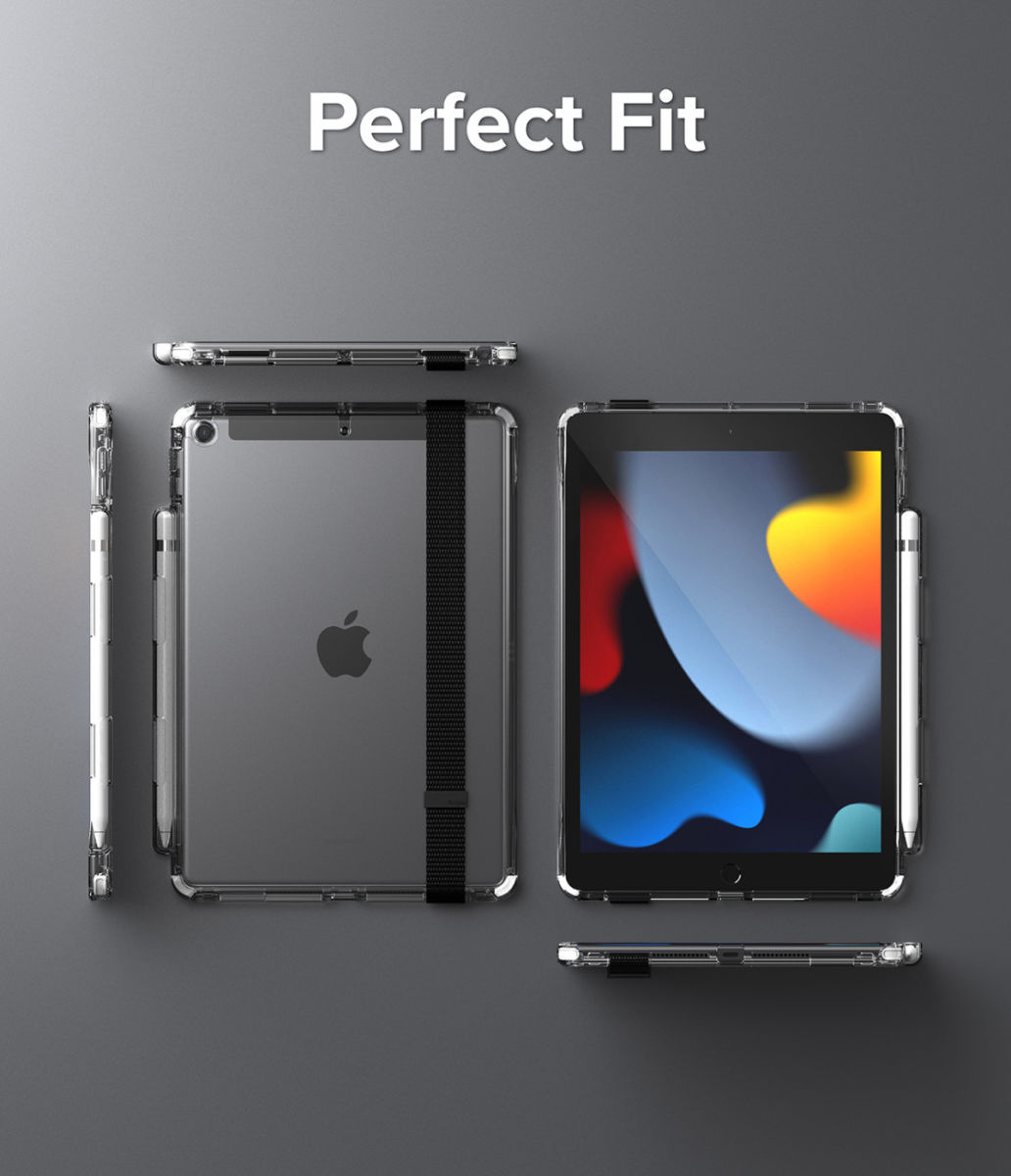 Ringke Fusion+ Apple iPad 10.2 Hoes + Handstrap & Bumpers Wit/Zwart afbeelding 9