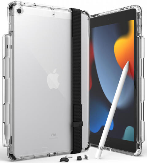 Ringke Fusion+ Apple iPad 10.2 Hoes + Handstrap & Bumpers Wit/Zwart afbeelding 1