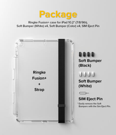 Ringke Fusion+ Apple iPad 10.2 Hoes + Handstrap & Bumpers Wit/Zwart afbeelding 11