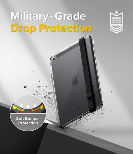 Ringke Fusion+ Apple iPad 10.2 Hoes + Handstrap & Bumpers Wit/Zwart afbeelding 2